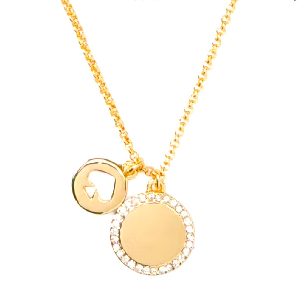 Kate Spade Spot the Spade Pave Charm Pendant Necklace- Gold